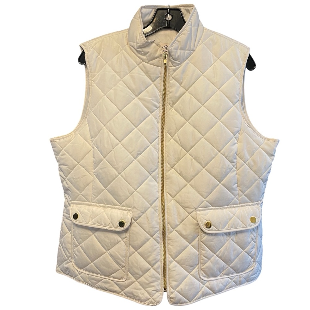 St Johns Bay Cream w Gold Accents Quilted Vest Size: XL